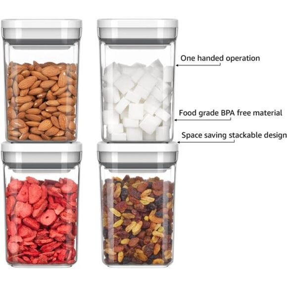 4 Pack Airtight Food Storage Container Set, BPA Free Kitchen Pantry Organization - Picture 4 of 7